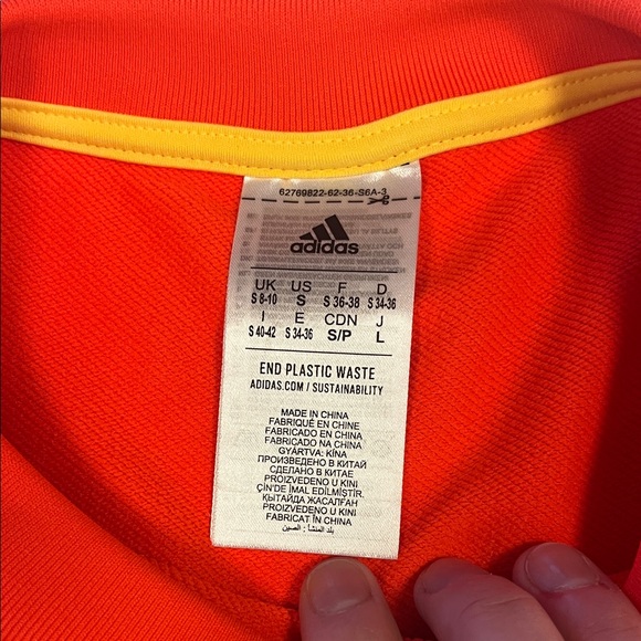 Adidas vibrant orange and Blue cropped and cute Sweatshirt with Yellow Accents - Picture 3 of 6
